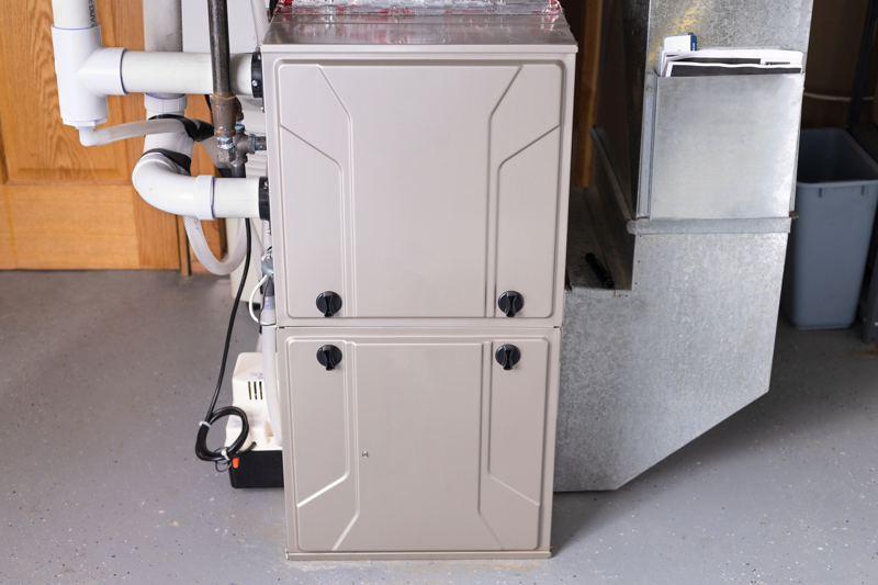 Furnace unit in a home garage